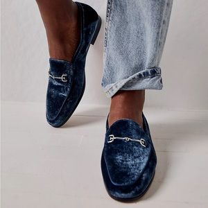 New Sam Edelman Loraine Blue Velvet Loafers Free People